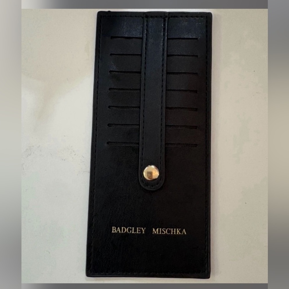 Badgley Mischka Black Leather Card Organizer